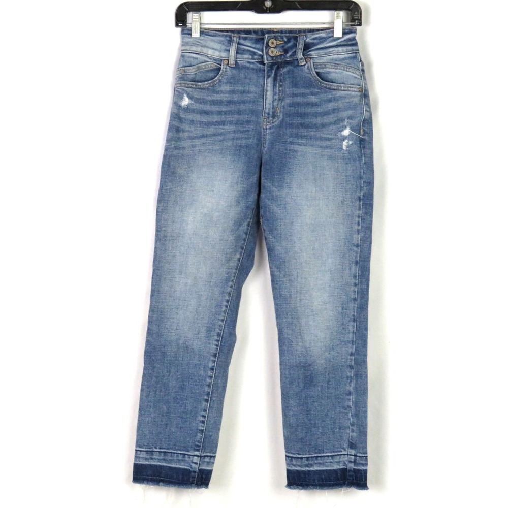 KanCan ESTILO Stretch High Rise Frayed Ankle Straight Leg Jeans Women's 24
